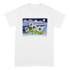 【moon flower】GOODENOUGH UK手刷りTシャツ (M) Adrianne Lenker Mema Moonflowers White T-Shirt - Big Thief Store